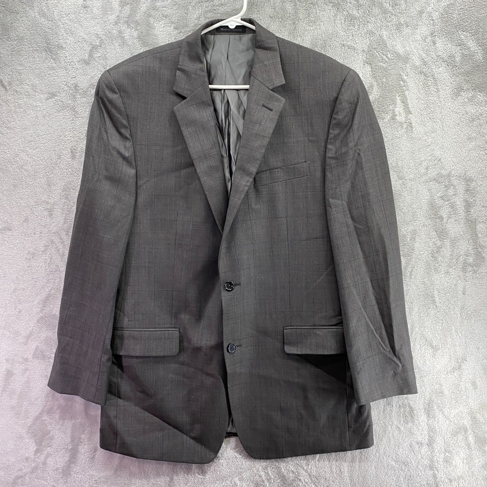Andrew Fezza Blue Gray Windowpane Plaid Blazer Men's 38S Sport Coat